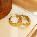 Seaside Vacation Earrings, Gold Stainless Steel & Titanium Steel Big Hoops, Retro Luxury Dopamine Pendant Earrings for Women