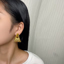 Trending! Versatile Stainless Steel Earrings for Women - Hammered - Pleated Heart Titanium Steel Dangles, 网红 - approved Chic Accessory