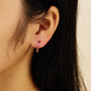 INS Style O-Shaped Titanium Steel Hoops, Plated Minimalist Fashion Earrings, Luxury Single-Row Cubic Zirconia Studs for Women