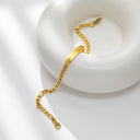 European & American Cross-Border Couple Bracelets - 18K Vacuum-Plated Titanium Steel Chains with DIY Engravable Curved Plate for Women