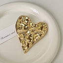 Metal Irregular Concave-Convex Heart Brooch for Women - High-End Large Pin, Versatile Accessory for Sweaters, Coats & Jackets