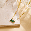 INS Vibe French Retro Necklace - Colored Sugar Cube Zircon Collarbone Chain, Light Luxury Fashion Versatile High-End Jewelry