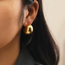 Cross-Border High-End Minimalist Crescent Ear Cuffs, Gold Hollow Teardrop Stainless Steel & Titanium Steel Studs for Women