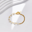 Wholesale Korean-Style Pearl Bracelet for Women - Gold-Plated OT Clasp, Personalized Fashion Titanium Steel Cross-Border Jewelry