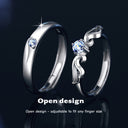 S925 Sterling Silver Angel Wings Moissanite Couple Rings, INS Minimalist Open Engagement/Wedding Ring Settings