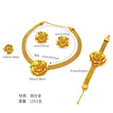 Cross-Border Best-Selling Bridal Jewelry Set, Dubai &amp; Middle East 4-Piece Wedding Jewelry Including Necklace Earrings Bracelet Ring Wholesale