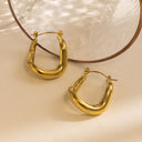 Stainless Steel Pendant Earrings - Light Luxury High-End Electroplated U-Shaped Design, Dopamine Vacation Titanium Steel Jewelry for Women