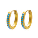 INS Style O-Shaped Titanium Steel Hoops, Plated Minimalist Fashion Earrings, Luxury Single-Row Cubic Zirconia Studs for Women