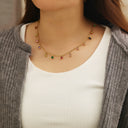 Stainless Steel Collarbone Chain & Bracelet - Titanium Steel Gold-Plated, Diamond-Embedded Colorful Zircon High-End Jewelry