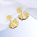 Stainless Steel Earrings - Gold Ginkgo Leaf Dangles, Minimalist Fashion Ear Jewelry for Women, Suitable for Autumn & Winter