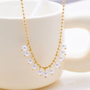 INS French Retro Style Necklace - High-End Gold-Plated Pearl Titanium Steel Sweater Chain, Light Luxury Versatile Women's Collarbone Chain