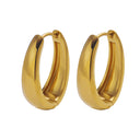 INS Style Stainless Steel Studs, Retro Polished Oval Titanium Steel Ear Cuffs, High-End Minimalist Versatile Earrings for Women