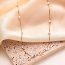 High-End Elegant Titanium Steel Necklace - Minimalist Geometric Pearl Bead Tassel Women's Jewelry