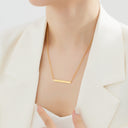 Minimalist and Versatile Temperament DIY Long Pendant Necklace for Women - One-Line Horizontal Titanium Steel Smooth Clavicle Chain