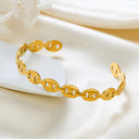 Wholesale In-Stock Women's Bracelet - Niche Fashion Trendy Versatile C-Shape Pig Nose Stainless Steel Oil-Pressed Open Bangle