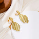 High - end Fashion Titanium Steel Earrings - Embossed Texture Dangle Earrings, Irregular Geometric Tassel Titanium Steel Earrings for Wome