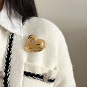 Unique Hollow Heart Brooch - Stainless Steel Pin for Women, Exuding Niche Luxury and High-End Charm