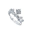 S925 Sterling Silver "Princess & Knight" Original Couple Rings, Engravable Open Wedding Bands with Moissanite