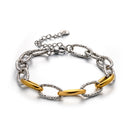 Women's Light Luxury Titanium Steel Bracelet - 18K Plated Color-Blocked Hammered Thick Chain, Non-Fading High-End Jewelry