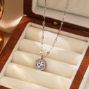 INS Vibe High-End Stainless Steel Necklace - Minimalist Roman Numeral Zircon Pendant Collarbone & Sweater Chain