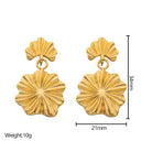 Niche Custom Retro Gold Leaf Earrings - Hollow-Out Butterfly & Ginkgo Design, Oversized Light Luxury Statement Dangles