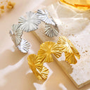 EU & US Cross-Border Stylish Women's Bracelets | Wide Versatile Stainless Steel Open Leaf Jewelry