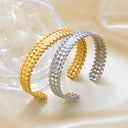 Hot Selling Wholesale C-Shaped Open Bracelet - Fashion Minimalist Light Luxury Checkered Oil-Pressed Bangle