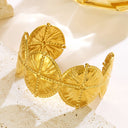 EU & US Retro Style 18K Real Gold Stainless Steel Bracelets & INS Minimalist Geometric Line Round Bangles - Women's Jewelry