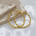 Vacuum Plating Titanium Steel Earrings, Retro Gold Big Chunky Hoops, High-End Exaggerated Ear Cuffs for Women