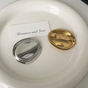 Niche Design Irregular Oval Brooch - Solid Metal Jewelry, Fashionable Elegant Light Luxury High-End Pin