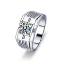 S925 Sterling Silver INS-Style Couple Rings, Moissanite Simulated Diamond Closed Wedding Bands - Wholesale Silver Jewelry