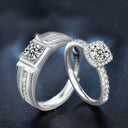 S925 Sterling Silver Sugar Cube Moissanite Couple Rings, Minimalist Quiet Luxury Accessories - Perfect Valentine's Gift