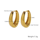 INS Style Stainless Steel Studs, Retro Polished Oval Titanium Steel Ear Cuffs, High-End Minimalist Versatile Earrings for Women