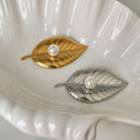 Niche Korean Vintage Leaf Brooch - Minimalist Personalized Pearl Pin, High-End Anti-Slip Versatile Accessory