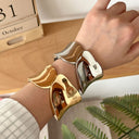 Spring - style Gold - plated Bracelet, Exaggerated and Luxurious with a Sense of High - end, Personalized Wide - faced Metal Bracelet, Electroplated Shiny Alloy Jewelry for Summer