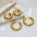 Fashion INS Style Earrings, Gold Polished Round Wire Hoops, Versatile Stainless Steel & Titanium Steel Ear Cuffs