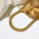 Cross-Border Viral Necklace - 18K Gold-Plated Vacuum Electroplated Collarbone Chain, Wide Mesh Hollow Braided Necklace