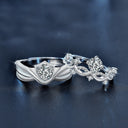 S925 Sterling Silver "Princess & Knight" Original Couple Rings, Engravable Open Wedding Bands with Moissanite
