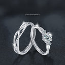 S925 Sterling Silver Love - Entangled Black Hair Couple Rings, Simple Korean - Style Open Moissanite Rings - Ideal Engagement & Wedding Gift