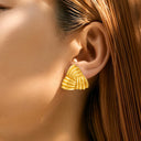 22Cross - Border European American Earrings - Striped - Interwoven Triangular Stainless Steel, 18K Gold Plated, Women's Trendy & Versatile Accessories（副本）（副本）