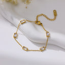 High-End European & American Collarbone Chain & Bracelet - Gold Titanium Steel Zircon-Studded Versatile Jewelry