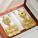 Irregular Titanium Steel Stud Earrings, Exaggerated and High - end Fashion Dangle Earrings, Golden Geometric Braided Titanium Steel Earrings for Women