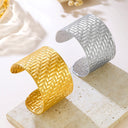 Cross-Border EU & US Bracelets | Large Polished Stainless Steel Open Style & Fade-Resistant Stylish Wide Textured Titanium Steel Bangles