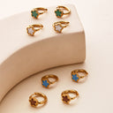 New Five - Leaf Flower Earrings, Gold Enamel Resin Ear Cuffs, Unique Design Premium Titanium Steel Studs for Women