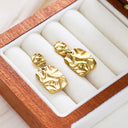 Stainless Steel Stud Earrings, Atmosphere - Exaggerated Fashion Dangle Earrings, Golden Pleated Square Geometric Titanium Steel Earrings