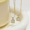 Light Luxury Niche Titanium Steel Necklace - Minimalist Mother-of-Pearl Square Pendant, Cool Elegant Versatile Women's Choker