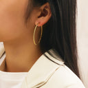 INS Style Titanium Steel Earrings for Women - Light Luxury Gold Oversized Hoops, High-End Minimalist Cool-Tone Design, Non-Fading