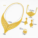 Wholesale 24K Gold Bridal Jewelry 4-Piece Set for Nigeria & Dubai, Necklace Earrings Bracelet Ring