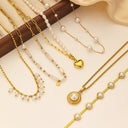 INS French Retro Style Necklace - High-End Gold-Plated Pearl Titanium Steel Sweater Chain, Light Luxury Versatile Women's Collarbone Chain