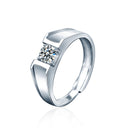925 Sterling Silver Adjustable Couple Rings, High-End Moissanite Simulated Diamond Bands for Proposal